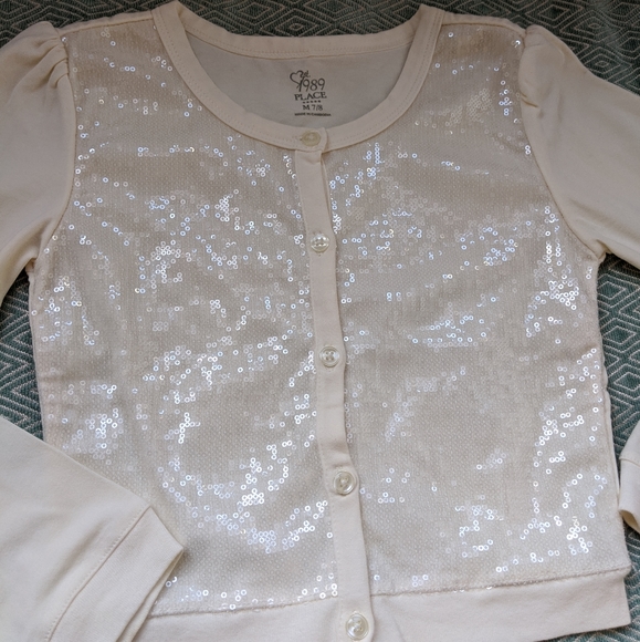 The Children's Place Other - Children's Place Girls Sequin Cream Cardigan